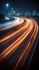 Stunning photo of car motion trails. Speed light streaks background with blurred fast moving light effect, Racing cars dynamic flash effects city road with long exposure night.