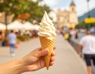 ice cream cone in hand