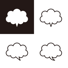 デコボコなもこもこの、シンプルな雲形の吹き出しセット
