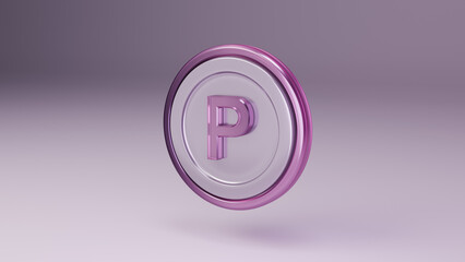 분홍색 플라스틱과 실버 메탈로 만든 포인트 코인 