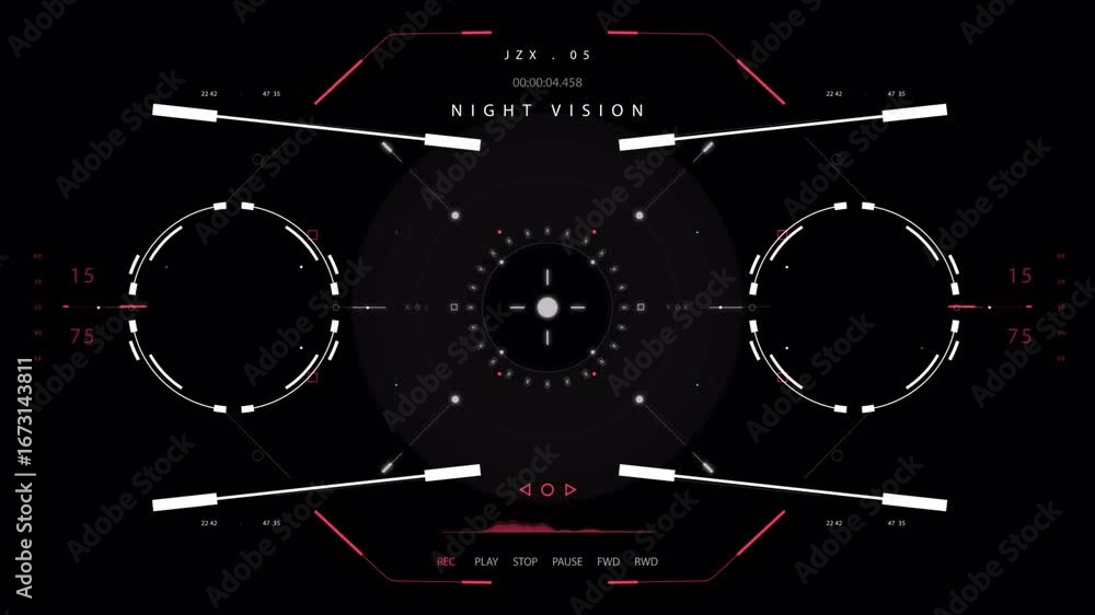 Poster futuristic night vision hud interface with dynamic data display