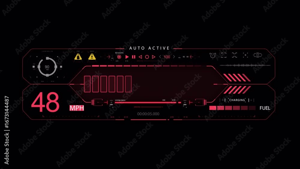 Poster futuristic vehicle dashboard display, dynamic interface