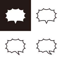 叫びや注意を表す、トゲトゲした形のシンプルな吹き出しセット