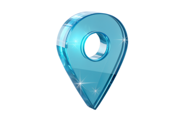 Transparent Glass Map Pin Marker with Sparkles, 3D Isolated