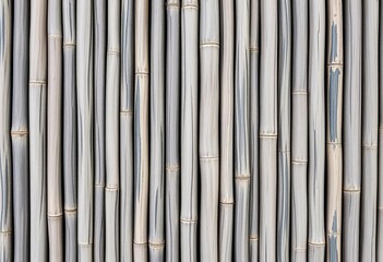 Fototapeta premium Close-up grey synthetic bamboo rattan, vertically striped, fluted weave, seamless texture, bamboo, seamless pattern
