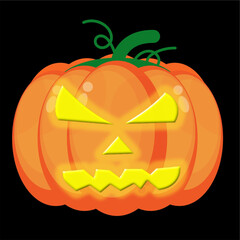 haloween pumpkin with yellow glowing eyes scary night useful for your project.eps