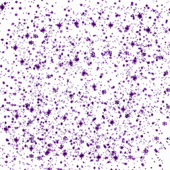 Abstract purple and violet wallpaper with a seamless floral pattern design, textured with spring flowers, stars, and a splash of paint