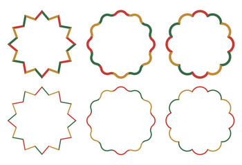 ポップなフレームセット、枠、デコレーション素材、クリスマスカラー