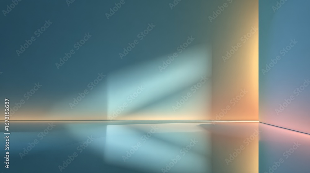 Poster minimal modern studio background with smooth blue to ivory gradient, clean flat surface with subtle 