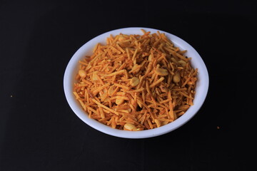 Thin Mix Nimco, Delicious and spicy blend of sev, peanuts and potato sticks, Sweet Chewda, Mix Nimco, Fried and Spicy Farali chevdo, chivda, chewada pouch packing common street snack from India