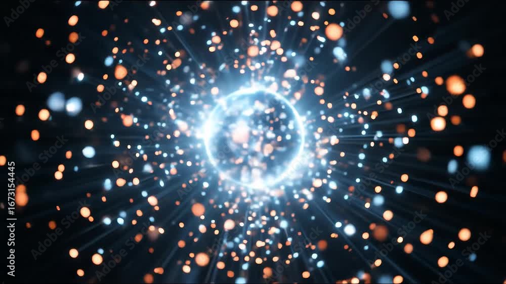 Aufkleber visualizing energy flow, striking abstract animation with particle streams
