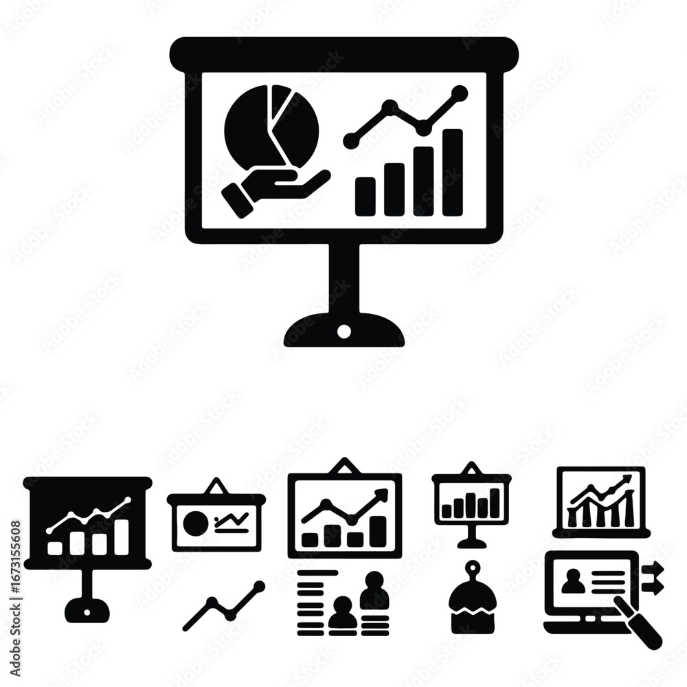 Poster business presentation with charts and graphs for financial analysis and strategic planning in a prof