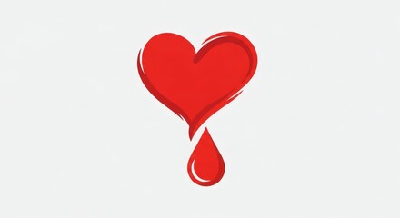 Red Heart with a Drop of Blood, Symbolizing Love, Pain, and Sacrifice