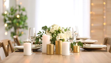 Elegant dining table setting with candles and flowers (1)