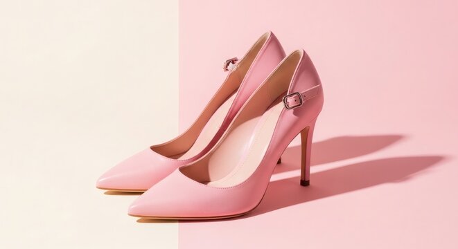 Stylish pink high heels with sleek design and elegant aesthetic, perfect for fashion-forward women seeking sophisticated footwear for special events and modern wardrobes - Powered by Adobe