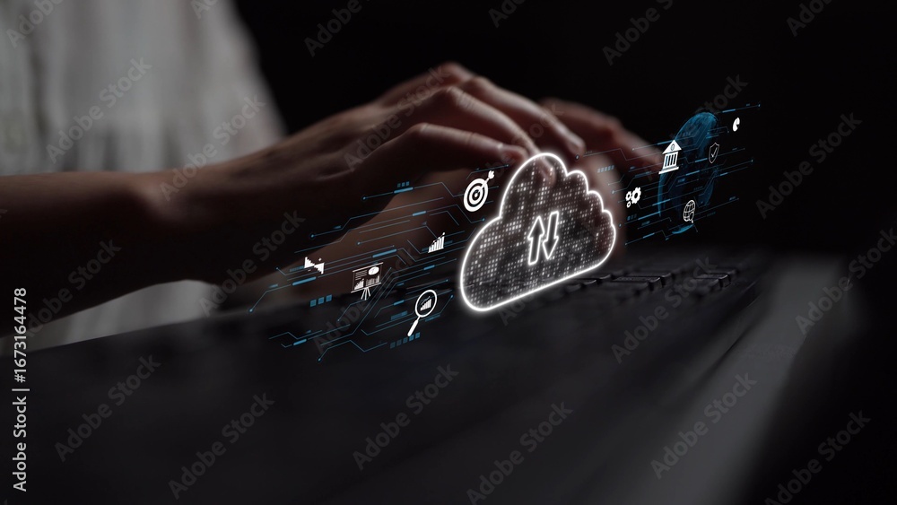 Poster cloud computing, cloud strategy, and cloud technology transforming digital infrastructure with scala