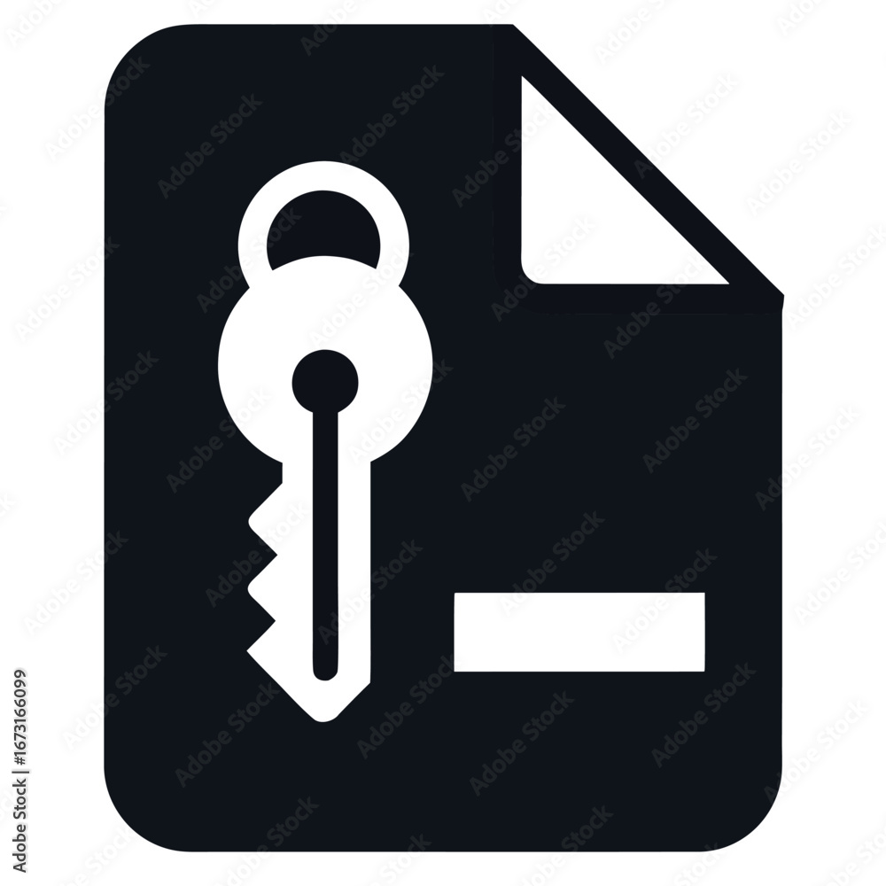 Poster key and document icon representing access or security