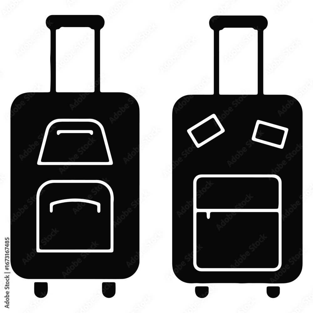 Poster two suitcases side by side symbolizing travel and vacations with modern minimalist design for web an