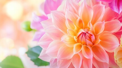 Fototapeta premium Colorful floral detail with soft blur, emphasizing gentle textures and vibrant natural hues