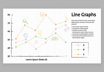 Line Graph Chart Infographic with Cute Education Style for School Teachers