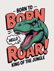 This powerful dinosaur illustration captures the roaring essence of its majesty, using bold colors and dynamic design to evoke feelings of excitement and awe in viewers.