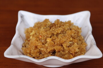 Modak stuffing or filling, modak is a sweet Indian dumpling, stuffing made with grated fresh coconut, jaggery and aromatic spices like cardamom and nutmeg