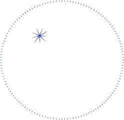 Minimal dotted circle frame with small star element in simple line art design, perfect for decorative borders, templates, and creative graphic projects. Elegant circular outline for modern layouts. Id
