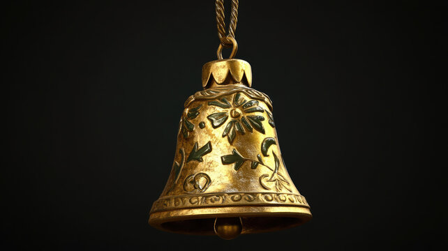 Golden Christmas Bell with Festive Decorations