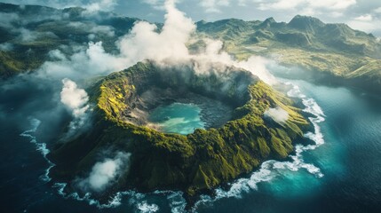 Volcanic crater overhead view