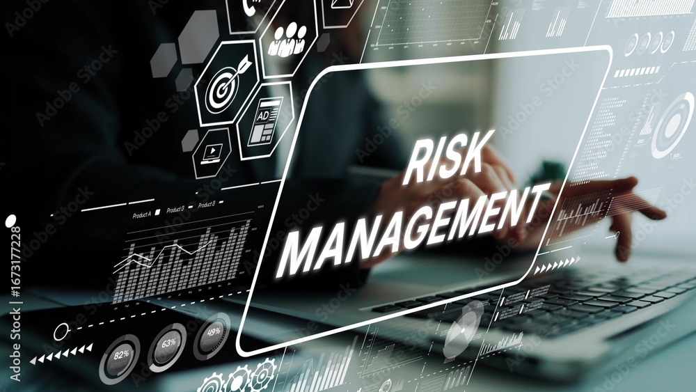 Aufkleber modern risk management strategies for business analysis in digital environment with graphs and data 
