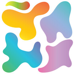Colorful abstract gradient fluid shapes set. Collection of vibrant abstract gradient blobs with smooth organic forms, ideal for modern backgrounds, Irregular Graphic Elements with Gradations