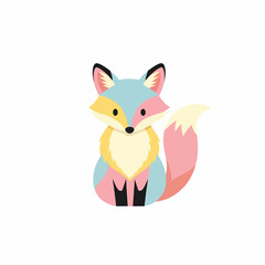 Colorful Geometric Fox Illustration with Pastel Hues and Unique Design.