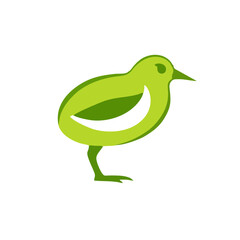 Kiwi Bird Logo With Seed or Fruit Element Combined, Clean Flat Vector