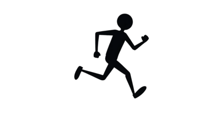 Dynamic silhouette of a person running forward with determined energy, representing action, movement, and progress, perfect for athletic or business themes