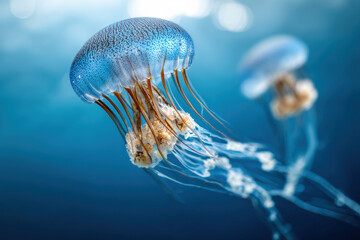 Close-up of jellyfish drifting in ocean current