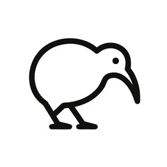 Minimalist Kiwi Bird Logo, Flat Vector, Bold Outline