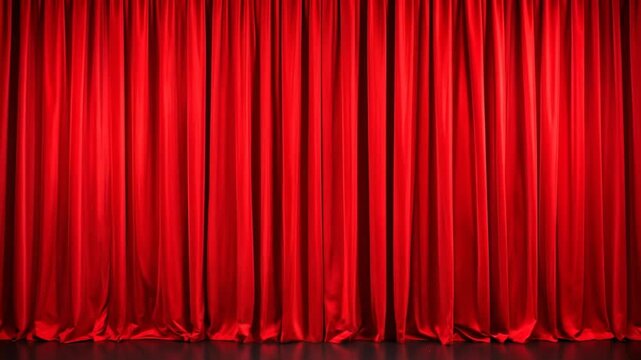 Lush, draped red stage curtains