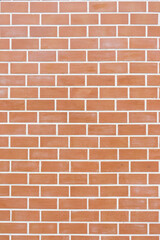 The wall is made of orange bricks, cut with white lines.