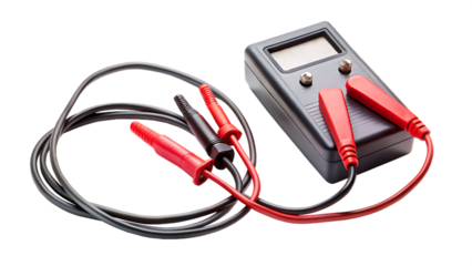 Digital Multimeter with Test Leads on Transparent Background