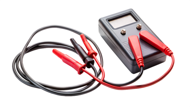 Digital Multimeter with Test Leads on Transparent Background
