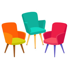 Fototapeta premium Modern chair furniture collection. Comfortable furniture for apartment interior or office vector on white background.