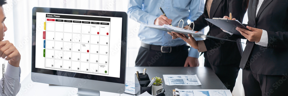 Poster business intelligence and data analysis concept. analyst team working on financial data analysis das