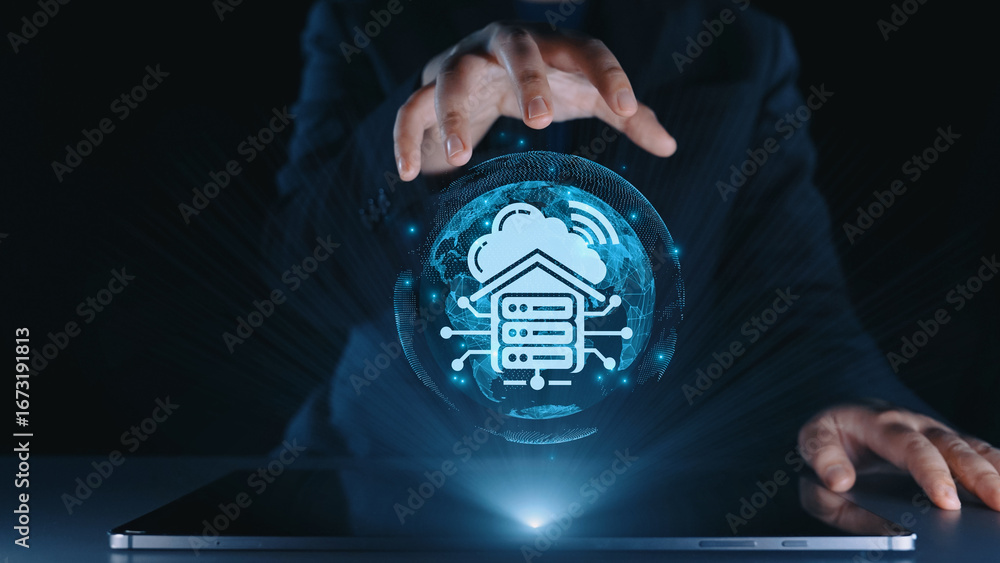 Poster cloud computing, cloud strategy, and cloud technology transforming digital infrastructure with scala