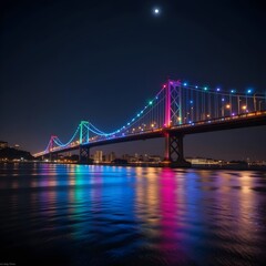 Obraz premium Modern City Bridge at Night
