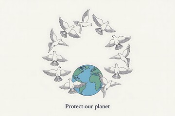 Peaceful doves encircle the vibrant Earth, a powerful symbol for global harmony and environmental protection efforts worldwide.