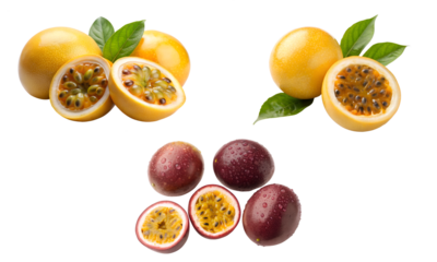 Passion fruit, Passiflora fruit, Maracuja fruit isolated on a transparent background