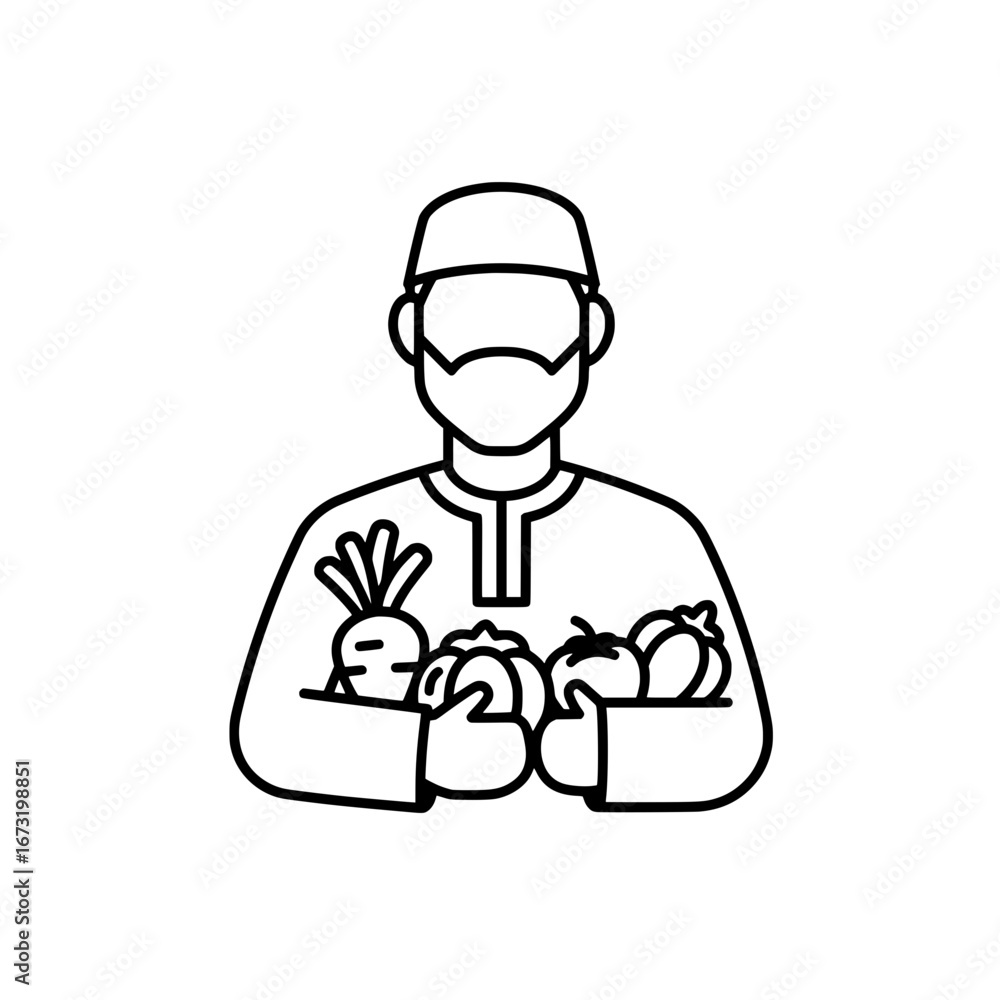 Poster man holding assorted vegetables with transparent background