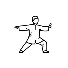 Person practicing martial arts pose with transparent background