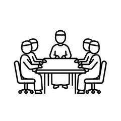 Business meeting with people around a table with transparent background