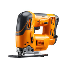 Fototapeta premium Orange and Black Jigsaw Power Tool Isolated on Black Background